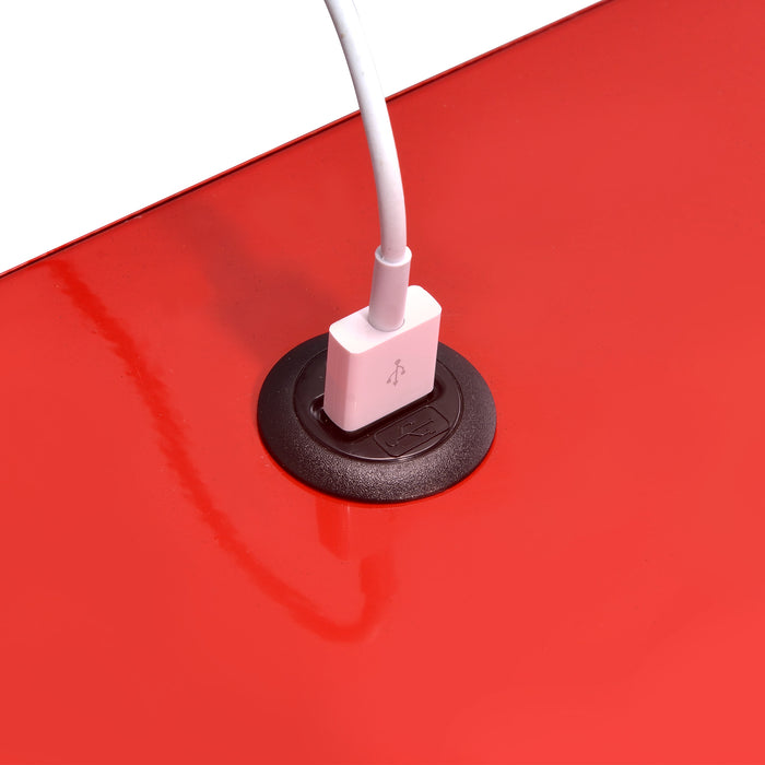 Ember Nightstand (C-1094) RED NIGHTSTAND W/ USB - Maxx Save 