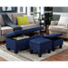 Ethan 3Pk Storage Bench with 2 Ottoman in Heirloom Blue (ISTA3A) - Maxx Save 