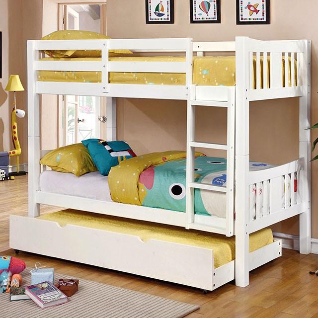 Cameron Dark Walnut, White & Gray Full/Full Bunk Bed - Maxx Save 