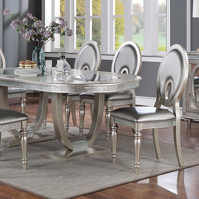CATHALINA Oval Dining Table, Silver - Maxx Save 