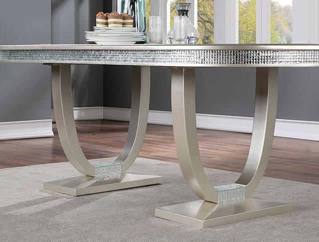 CATHALINA Oval Dining Table, Silver - Maxx Save 