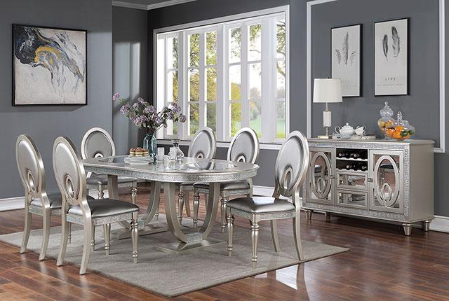 CATHALINA Oval Dining Table, Silver - Maxx Save 
