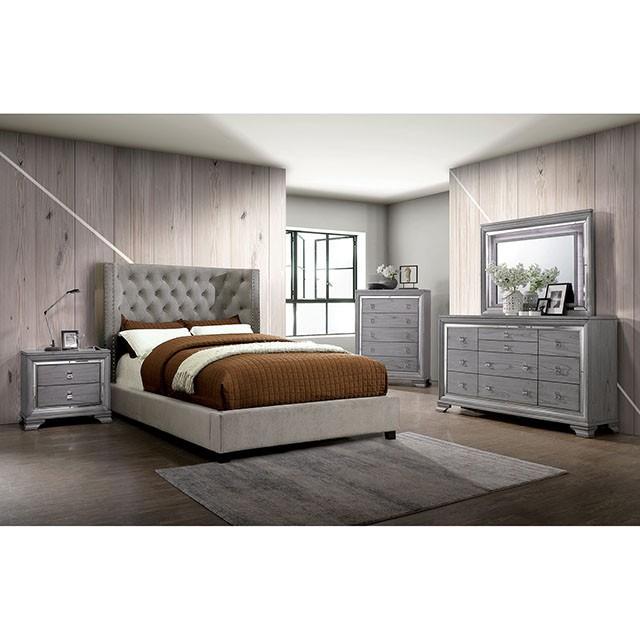 Cayla Cal.King, E.King, & Queen Bed Silver & Grey - Maxx Save 