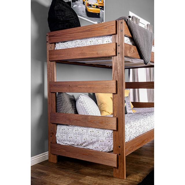 Arlette Twin/Twin Bunk Bed Brown, Black, Gray, & White - Maxx Save 