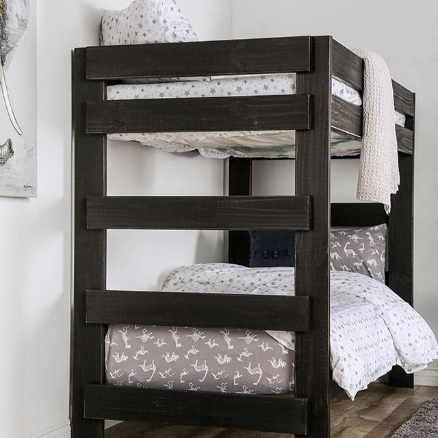 Arlette Twin/Twin Bunk Bed Brown, Black, Gray, & White - Maxx Save 