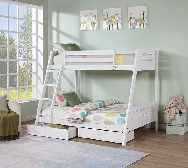Emilee Twin/Full Bunk Bed White, Grey, Espresso, & Black - Maxx Save 