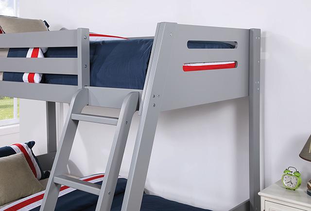 Emilee Twin/Full Bunk Bed White, Grey, Espresso, & Black