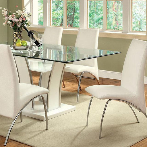 Glenview White/Chrome Dining Table - Maxx Save 