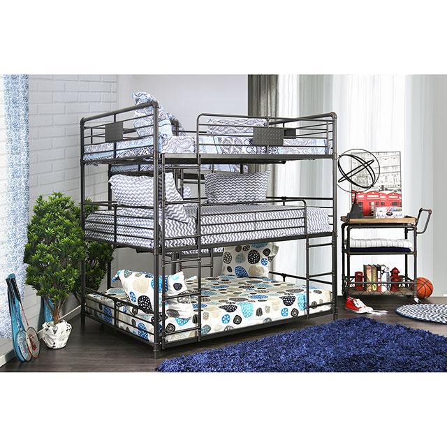 Olga I Sand Black Full/Full/Full Bunk Bed