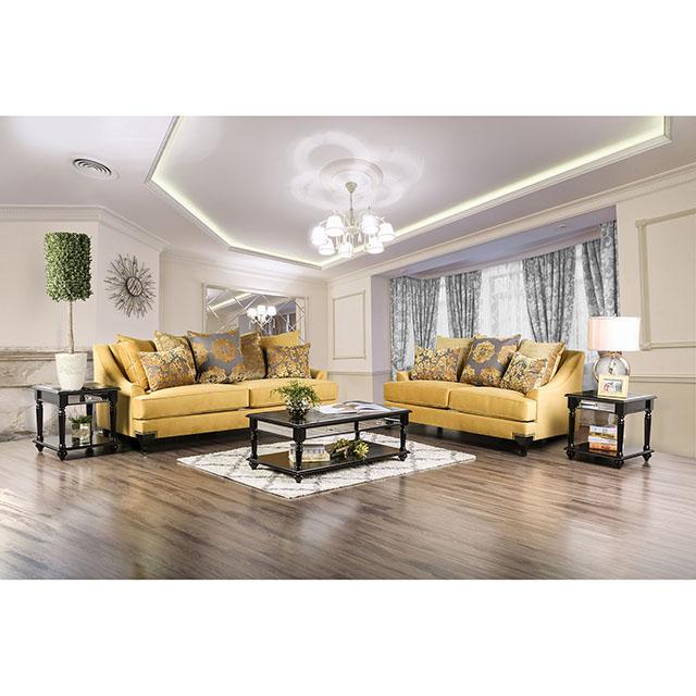 Viscontti Gold/Gray Love Seat, Gold