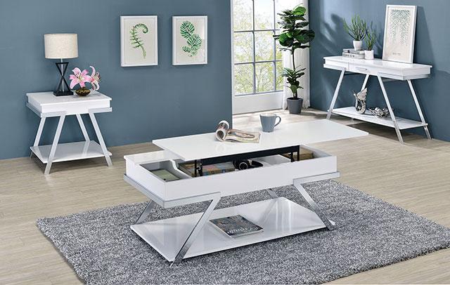 TITUS Sofa Table, White/Chrome