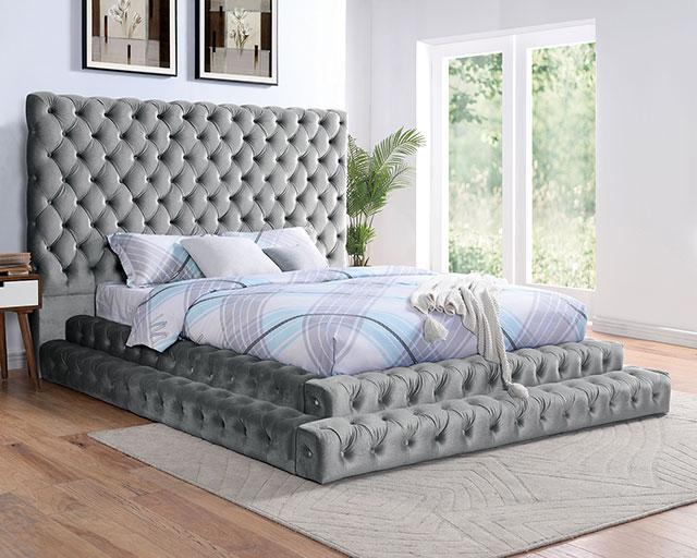 STEFANIA E.King & Queen Bed, Black & Gray