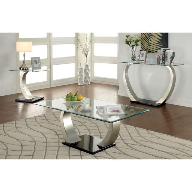 ROXO Satin Plated/Black Coffee Table