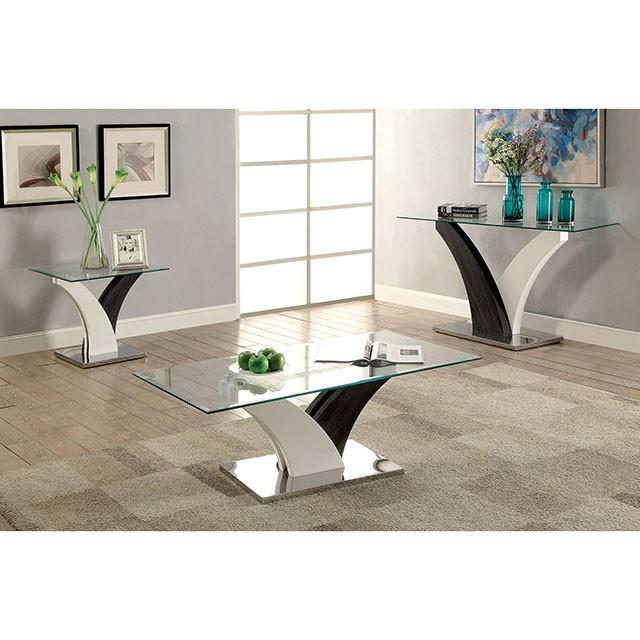 SLOANE White/Dark Gray/Chrome Coffee Table