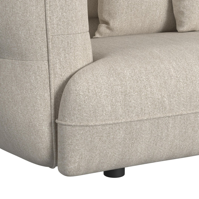 Four Seasons Sectional Set in Woolen Camel with 6 Pillows - Maxx Save 