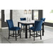Francesca White Marble Square 5PC Counter Height Dining Set-Table & Four Blue Velvet Chairs - Maxx Save 