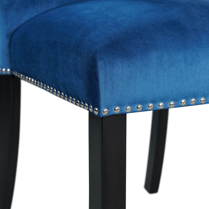 Francesca Rectangular Dining Blue Velvet Side Chair (2 Per Pack) - Maxx Save 