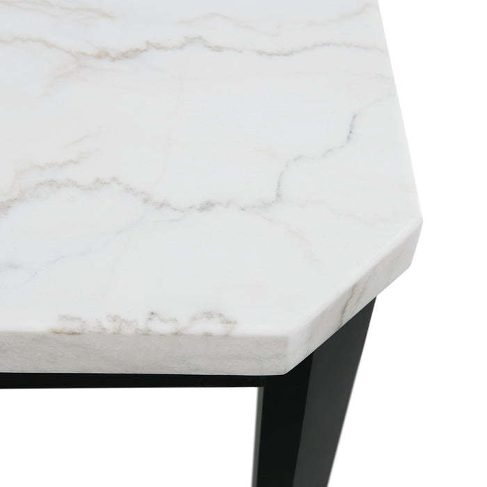 Francesca White Marble Square 5PC Counter Height Dining Set-Table & Four Black PU Chairs