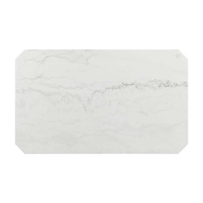 Francesca White Marble Rectangular 5PC Dining Set-Table & Four Black PU Chairs - Maxx Save 