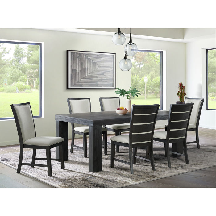 Grady 7PC Dining Set in Black-Table & Six Slat Back Chairs - Maxx Save 