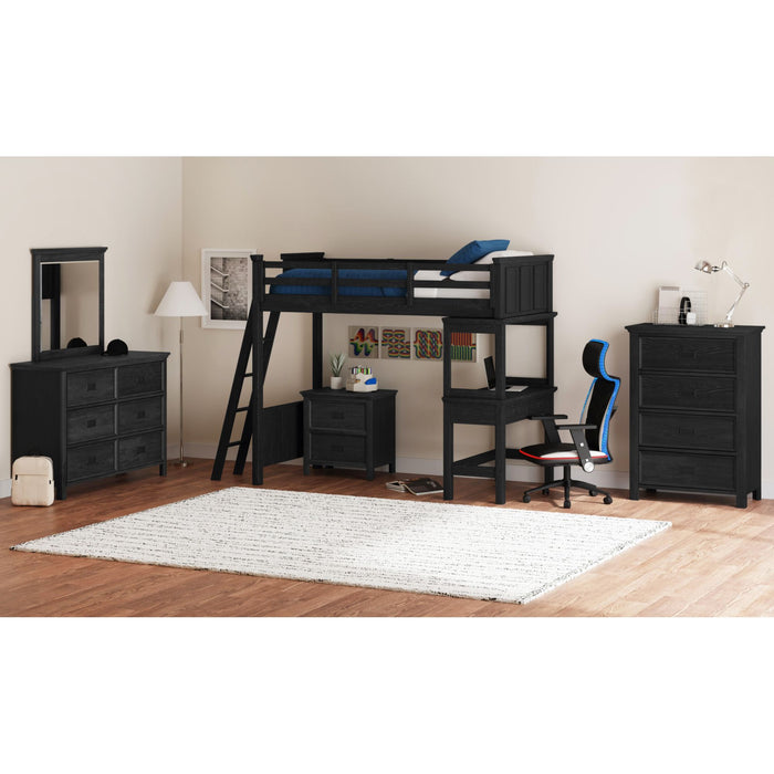 Hampton Kids Loft with Ladder and Desk with Speaker Bedroom Set - Maxx Save 