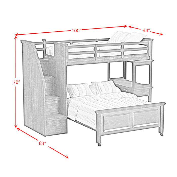 Hampton Kids Over Loft with Staircase and Desk with Speaker - Maxx Save 