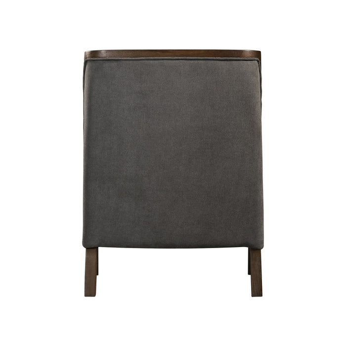 Hopkins Chair w/Brown Arm Columbia Charcoal