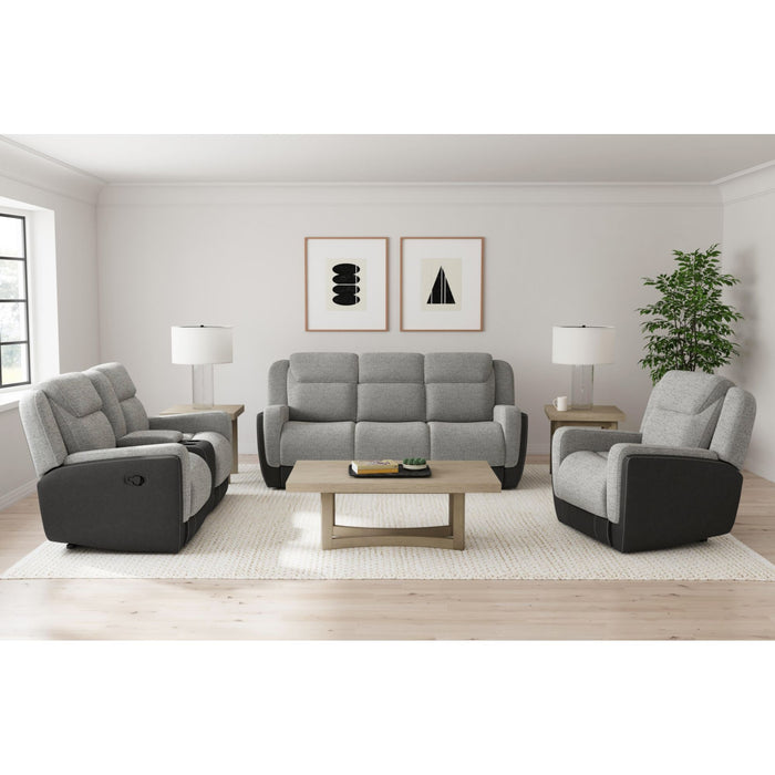 Hornet Motion Loveseat with Console in Rancho Grey - Maxx Save 