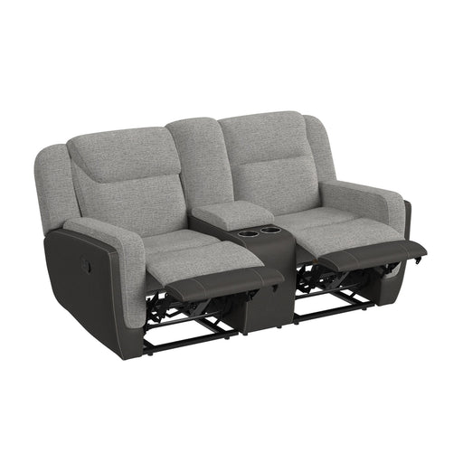 Hornet Motion Loveseat with Console in Rancho Grey - Maxx Save 
