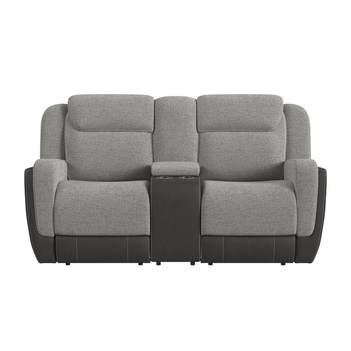 Hornet Motion Loveseat with Console in Rancho Grey - Maxx Save 