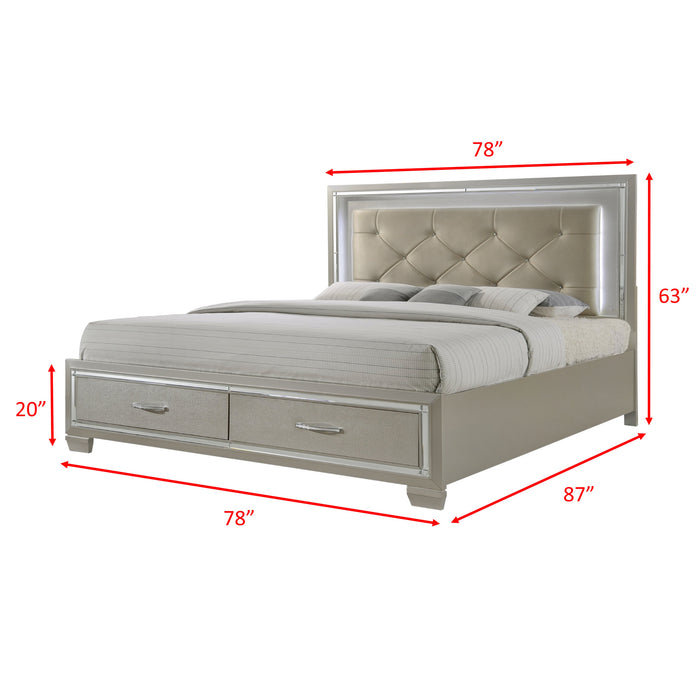 Platinum Platform Storage Bedroom Set - Maxx Save 