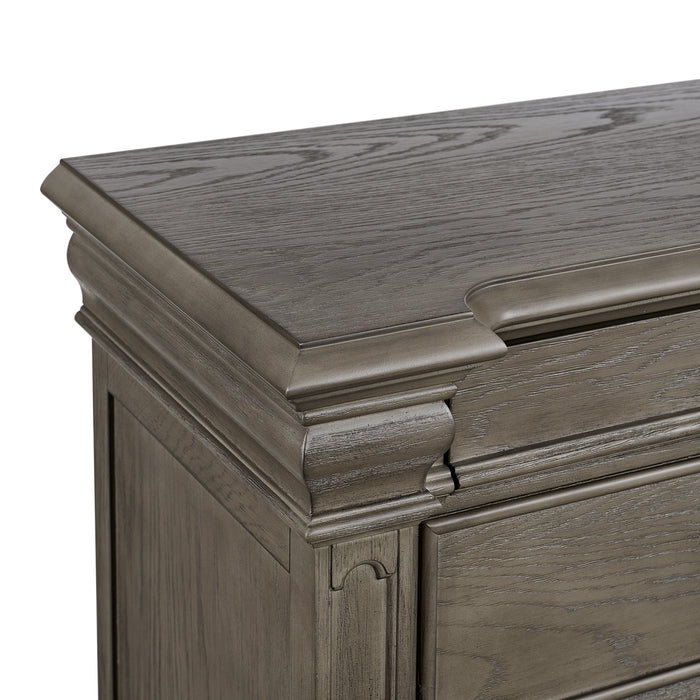 Kings Court 3-Drawer Nightstand (Sliding Top) in Grey