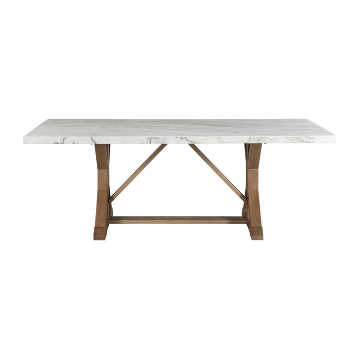 Lakeview Rectangular Standard Height Dining Table in White Marble - Maxx Save 