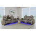 Lantana Power Motion Loveseat with Power Headrest, Led, and Console in Rocky Grey/Brown - Maxx Save 