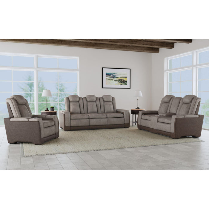 Lantana Power Motion Recliner with Power Headrest, Led ,wireless charger and cup holder in Rocky Grey/Brown - Maxx Save 