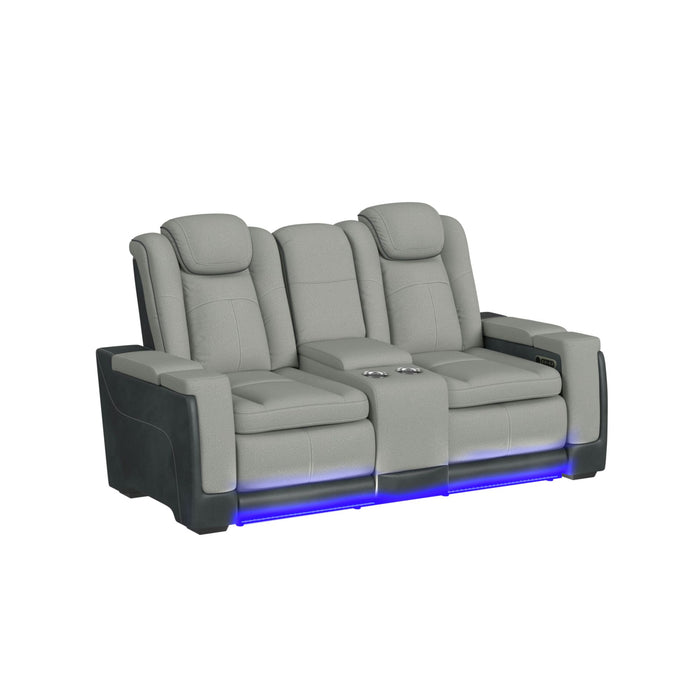 Lantana 3PC Living Room Set in Rocky Cement/Charcoal-Sofa, Loveseat & Recliner - Maxx Save 