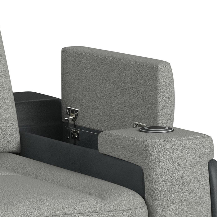 Lantana Power Motion Recliner with Power Headrest, Led, wireless charger and Cup holder in Rocky Cement/Charcoal - Maxx Save 