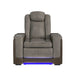 Lantana Power Motion Recliner with Power Headrest, Led ,wireless charger and cup holder in Rocky Grey/Brown - Maxx Save 