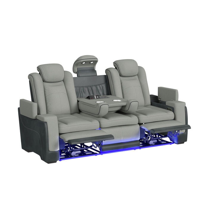Lantana Power Motion Sofa with Power Headrest, Led, DDT, reading light and PWS in Rocky Cement/Charcoal - Maxx Save 