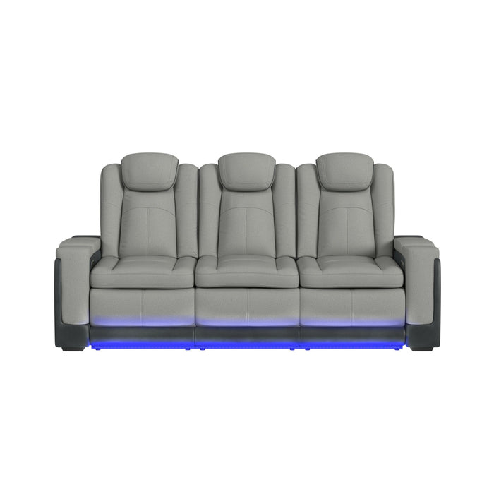 Lantana Power Motion Sofa with Power Headrest, Led, DDT, reading light and PWS in Rocky Cement/Charcoal - Maxx Save 