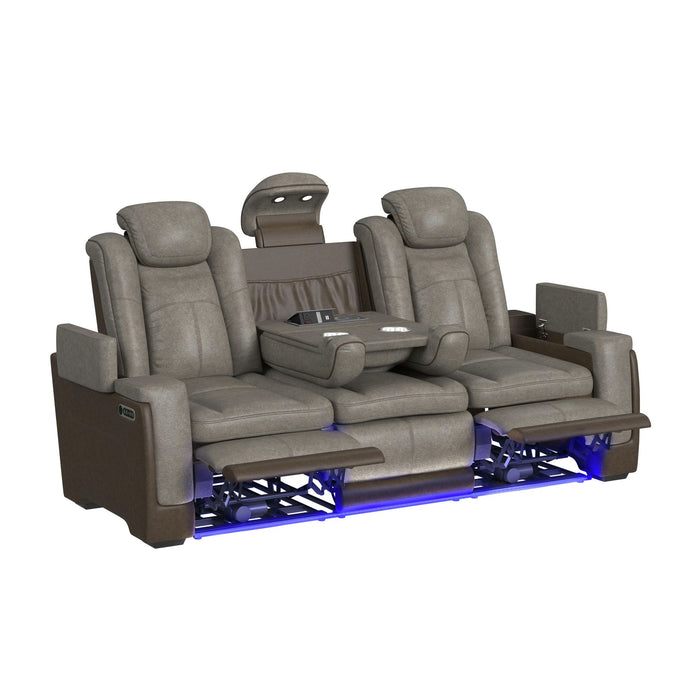 Lantana Power Motion Sofa with Power Headrest, Led, DDT, reading light and PWS in Rocky Grey/Brown - Maxx Save 