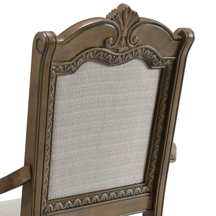 Madison Park Dining Arm Chair with Beige Fabric in Walnut (2 Per Carton) - Maxx Save 