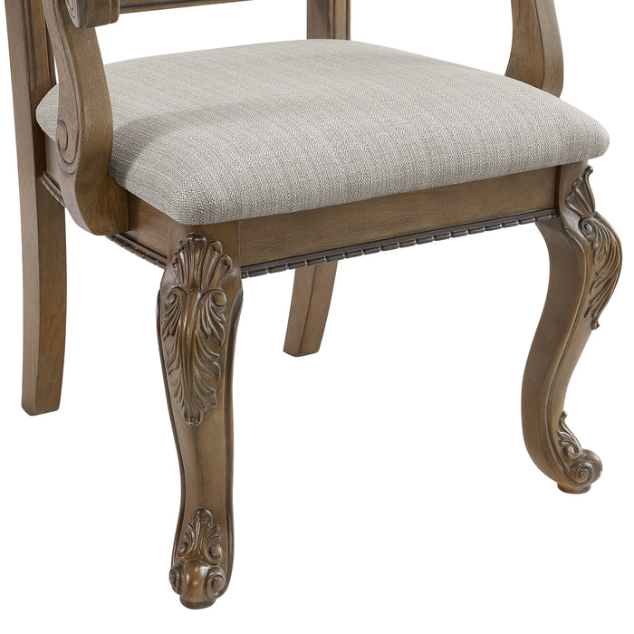 Madison Park Dining Arm Chair with Beige Fabric in Walnut (2 Per Carton) - Maxx Save 