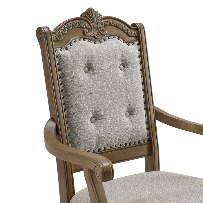 Madison Park Dining Arm Chair with Beige Fabric in Walnut (2 Per Carton) - Maxx Save 