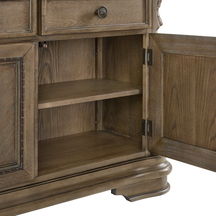Madison Park Server and Hutch with LED in Walnut - Maxx Save 