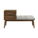 Malibu Bench with Grey Fabric in Walnut - Maxx Save 