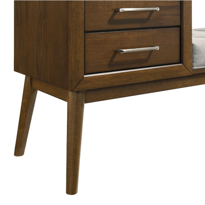 Malibu Bench with Grey Fabric in Walnut - Maxx Save 