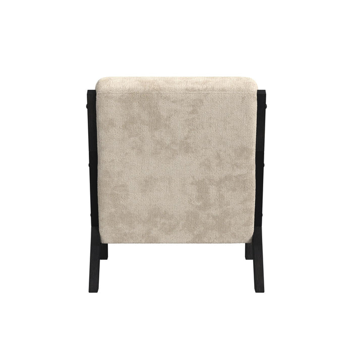 Marina Chair with kidney pillow in Langley Cream and Brushed Espresso Finish - Maxx Save 