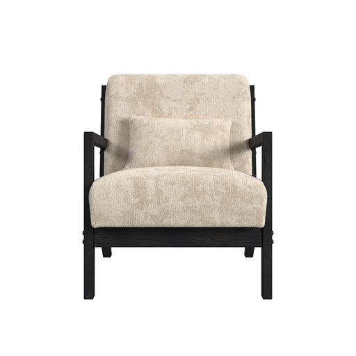 Marina Chair with kidney pillow in Langley Cream and Brushed Espresso Finish - Maxx Save 