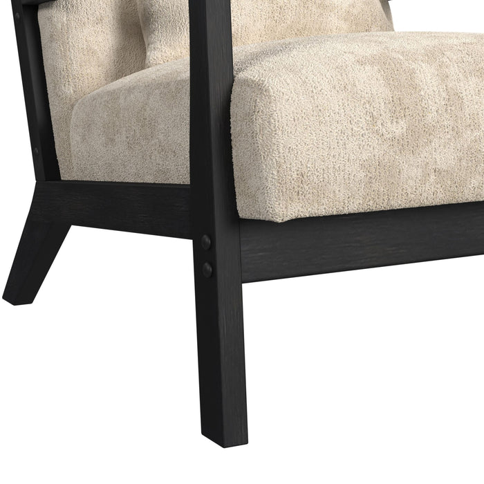 Marina Chair with kidney pillow in Langley Cream and Brushed Espresso Finish - Maxx Save 